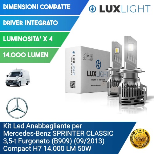 Kit Led Anabbagliante per Mercedes-Benz SPRINTER CLASSIC 3,5-t Furgonato (B909) (09/2013) Compact H7 14.000 LM 50W