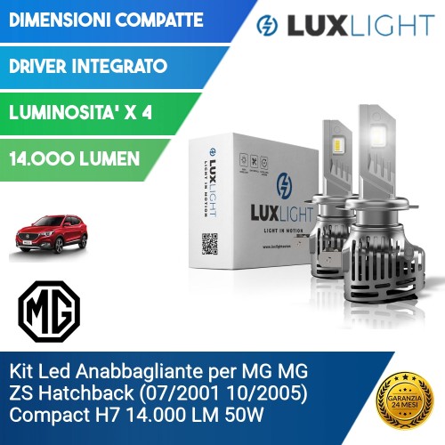 Kit Led Anabbagliante per MG MG ZS Hatchback (07/2001 10/2005) Compact H7 14.000 LM 50W