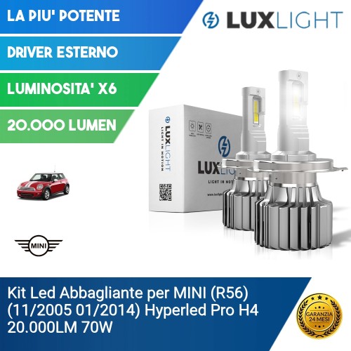 Kit Led Abbagliante per MINI (R56) (11/2005 01/2014) Hyperled Pro H4 20.000LM 70W