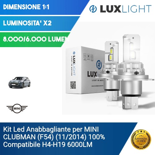 Kit Led Anabbagliante per MINI CLUBMAN (F54) (11/2014) 100% Compatibile H4-H19 6000LM