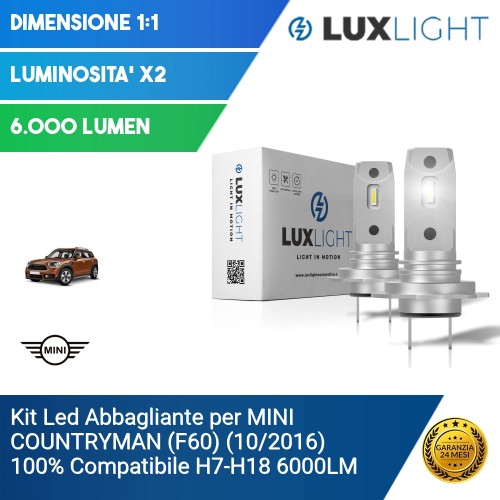 Kit Led Abbagliante per MINI COUNTRYMAN (F60) (10/2016) 100% Compatibile H7-H18 6000LM