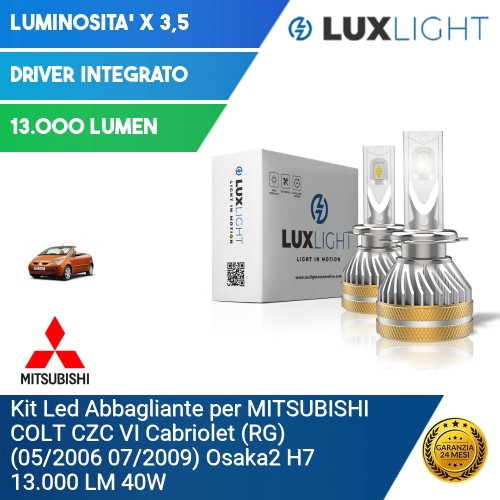 Kit Led Abbagliante per MITSUBISHI COLT CZC VI Cabriolet (RG) (05/2006 07/2009) Osaka2 H7 13.000 LM 40W