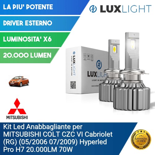 Kit Led Anabbagliante per MITSUBISHI COLT CZC VI Cabriolet (RG) (05/2006 07/2009) Hyperled Pro H7 20.000LM 70W