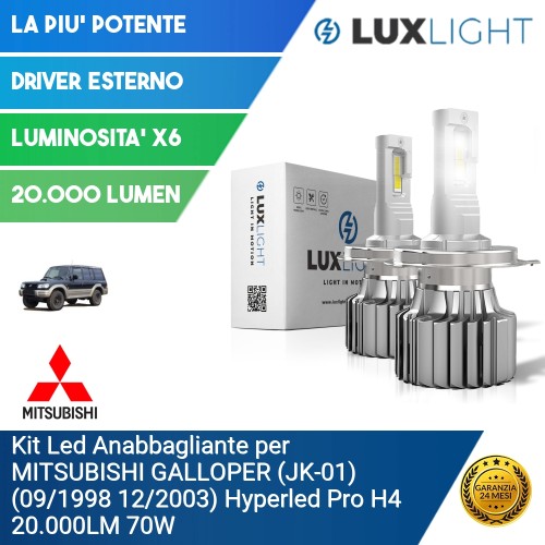 Kit Led Anabbagliante per MITSUBISHI GALLOPER (JK-01) (09/1998 12/2003) Hyperled Pro H4 20.000LM 70W