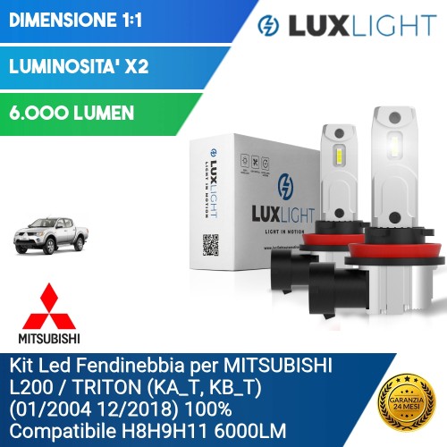 Kit Led Fendinebbia per MITSUBISHI L200 / TRITON (KA_T, KB_T) (01/2004 12/2018) 100% Compatibile H8H9H11 6000LM