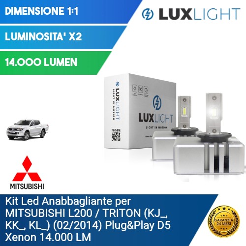 Kit Led Anabbagliante per MITSUBISHI L200 / TRITON (KJ_, KK_, KL_) (02/2014) Plug&Play D5 Xenon 14.000 LM