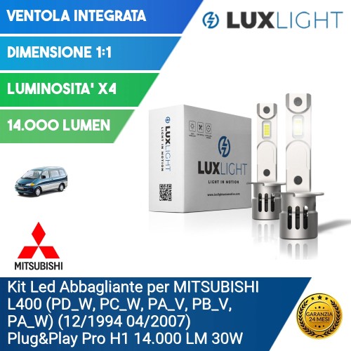 Kit Led Abbagliante per MITSUBISHI L400 (PD_W, PC_W, PA_V, PB_V, PA_W) (12/1994 04/2007) Plug&Play Pro H1 14.000 LM 30W