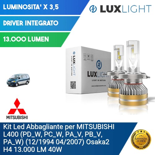 Kit Led Abbagliante per MITSUBISHI L400 (PD_W, PC_W, PA_V, PB_V, PA_W) (12/1994 04/2007) Osaka2 H4 13.000 LM 40W