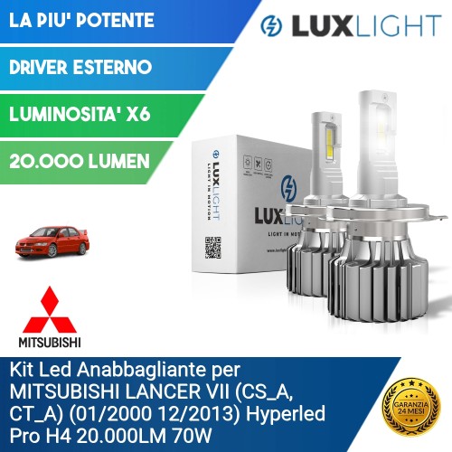 Kit Led Anabbagliante per MITSUBISHI LANCER VII (CS_A, CT_A) (01/2000 12/2013) Hyperled Pro H4 20.000LM 70W