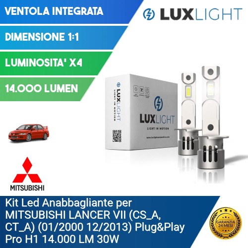 Kit Led Anabbagliante per MITSUBISHI LANCER VII (CS_A, CT_A) (01/2000 12/2013) Plug&Play Pro H1 14.000 LM 30W