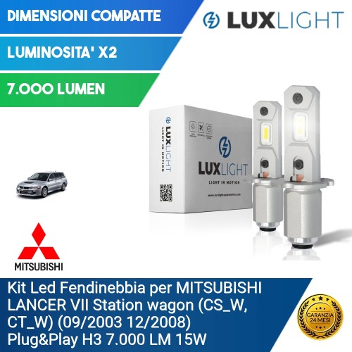 Kit Led Fendinebbia per MITSUBISHI LANCER VII Station wagon (CS_W, CT_W) (09/2003 12/2008) Plug&Play H3 7.000 LM 15W