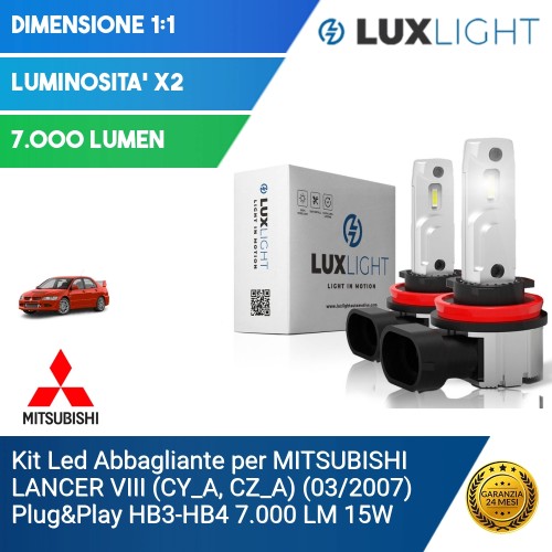 Kit Led Abbagliante per MITSUBISHI LANCER VIII (CY_A, CZ_A) (03/2007) Plug&Play HB3-HB4 7.000 LM 15W