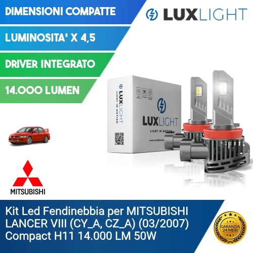 Kit Led Fendinebbia per MITSUBISHI LANCER VIII (CY_A, CZ_A) (03/2007) Compact H11 14.000 LM 50W