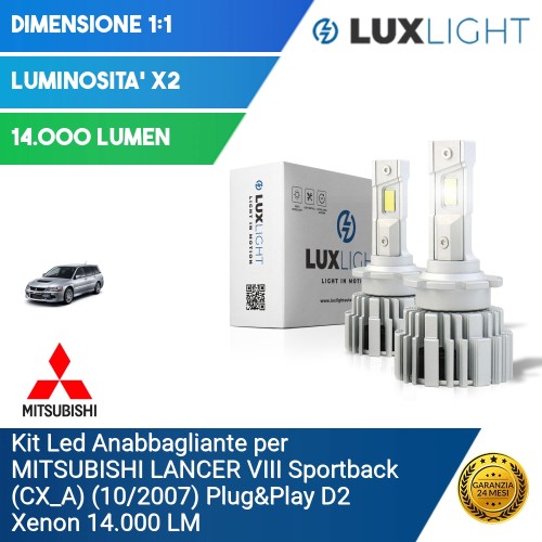 Kit Led Anabbagliante per MITSUBISHI LANCER VIII Sportback (CX_A) (10/2007) Plug&Play D2 Xenon 14.000 LM