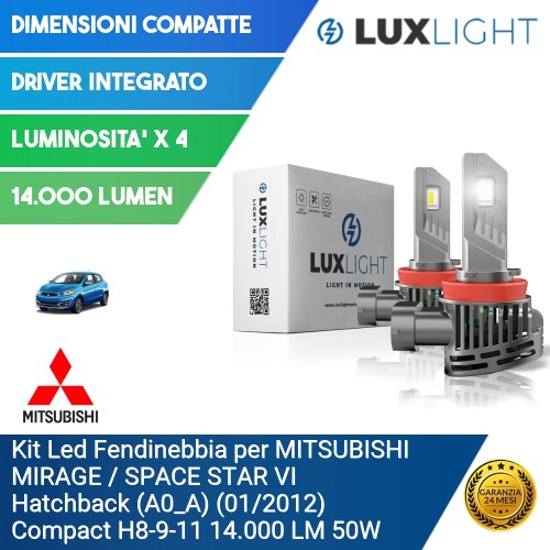 Kit Led Fendinebbia per MITSUBISHI MIRAGE / SPACE STAR VI Hatchback (A0_A) (01/2012) Compact H8-9-11 14.000 LM 50W