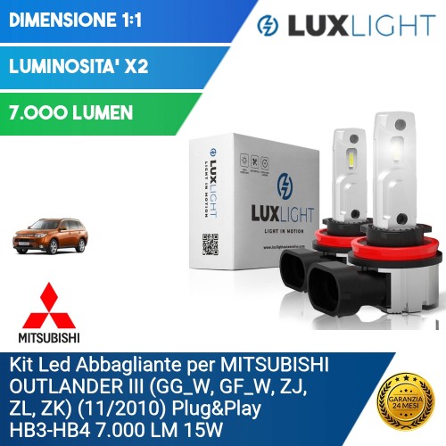 Kit Led Abbagliante per MITSUBISHI OUTLANDER III (GG_W, GF_W, ZJ, ZL, ZK) (11/2010) Plug&Play HB3-HB4 7.000 LM 15W