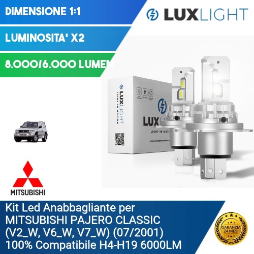 Kit Led Anabbagliante per MITSUBISHI PAJERO CLASSIC (V2_W, V6_W, V7_W) (07/2001) 100% Compatibile H4-H19 6000LM