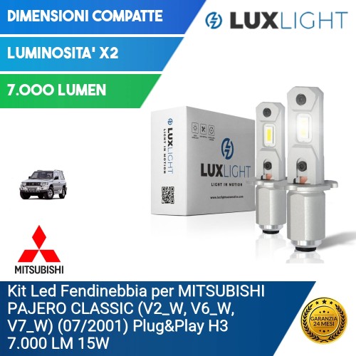 Kit Led Fendinebbia per MITSUBISHI PAJERO CLASSIC (V2_W, V6_W, V7_W) (07/2001) Plug&Play H3 7.000 LM 15W