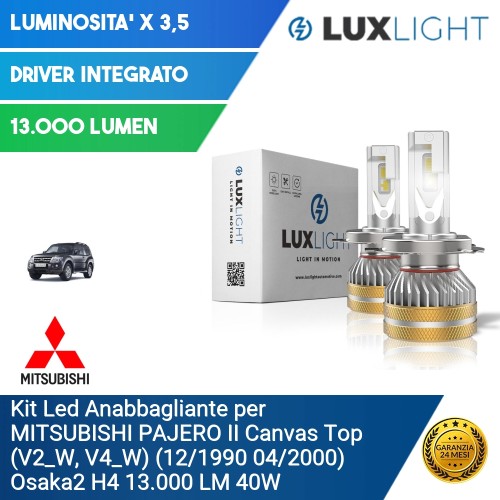Kit Led Anabbagliante per MITSUBISHI PAJERO II Canvas Top (V2_W, V4_W) (12/1990 04/2000) Osaka2 H4 13.000 LM 40W
