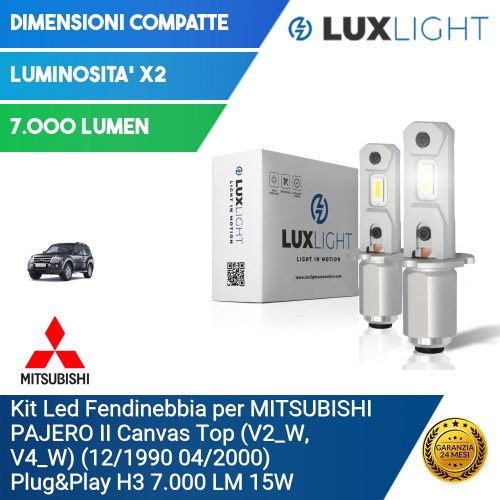 Kit Led Fendinebbia per MITSUBISHI PAJERO II Canvas Top (V2_W, V4_W) (12/1990 04/2000) Plug&Play H3 7.000 LM 15W