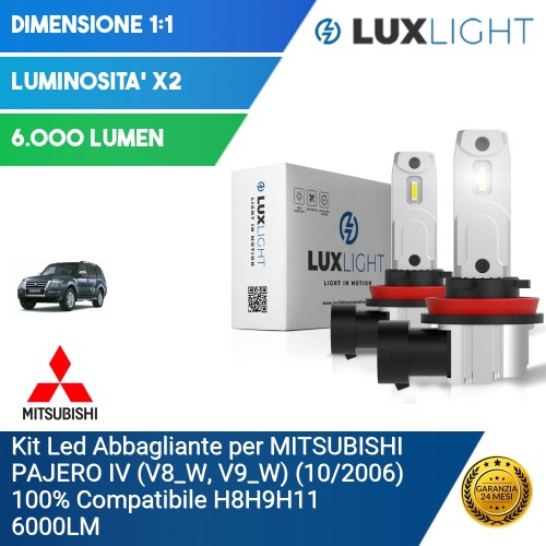 Kit Led Abbagliante per MITSUBISHI PAJERO IV (V8_W, V9_W) (10/2006) 100% Compatibile H8H9H11 6000LM