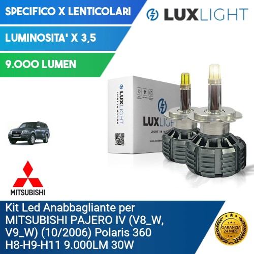 Kit Led Anabbagliante per MITSUBISHI PAJERO IV (V8_W, V9_W) (10/2006) Polaris 360 H8-H9-H11 9.000LM 30W