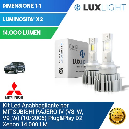 Kit Led Anabbagliante per MITSUBISHI PAJERO IV (V8_W, V9_W) (10/2006) Plug&Play D2 Xenon 14.000 LM