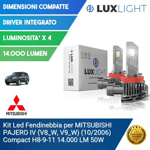 Kit Led Fendinebbia per MITSUBISHI PAJERO IV (V8_W, V9_W) (10/2006) Compact H8-9-11 14.000 LM 50W