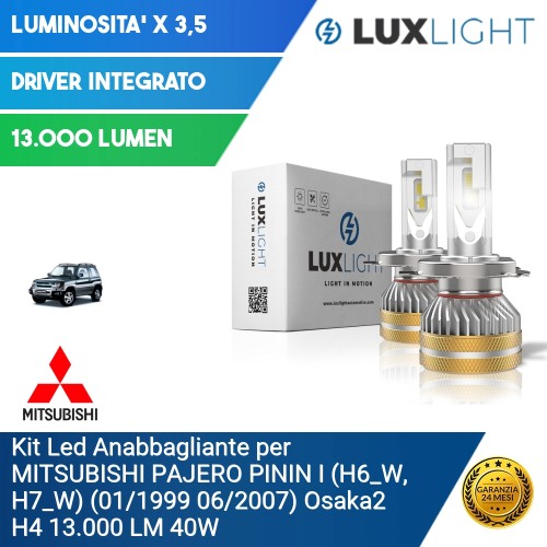 Kit Led Anabbagliante per MITSUBISHI PAJERO PININ I (H6_W, H7_W) (01/1999 06/2007) Osaka2 H4 13.000 LM 40W