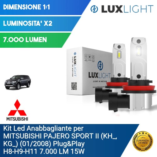 Kit Led Anabbagliante per MITSUBISHI PAJERO SPORT II (KH_, KG_) (01/2008) Plug&Play H8-H9-H11 7.000 LM 15W