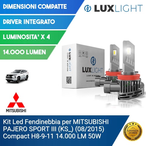 Kit Led Fendinebbia per MITSUBISHI PAJERO SPORT III (KS_) (08/2015) Compact H8-9-11 14.000 LM 50W