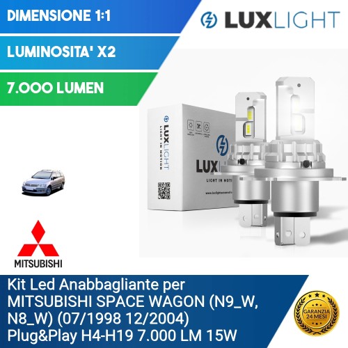 Kit Led Anabbagliante per MITSUBISHI SPACE WAGON (N9_W, N8_W) (07/1998 12/2004) Plug&Play H4-H19 7.000 LM 15W