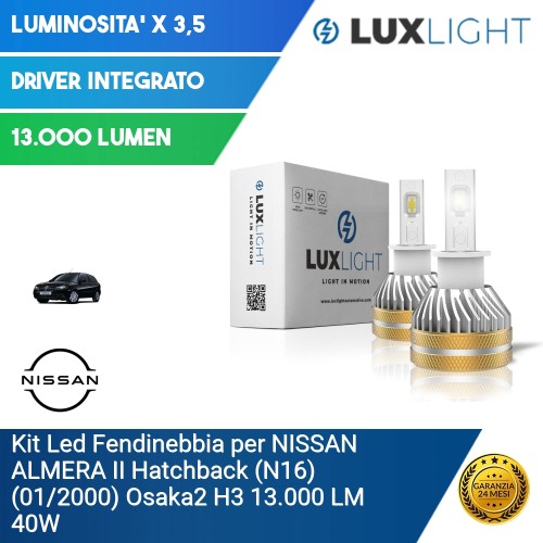 Kit Led Fendinebbia per NISSAN ALMERA II Hatchback (N16) (01/2000) Osaka2 H3 13.000 LM 40W