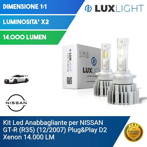 Kit Led Anabbagliante per NISSAN GT-R (R35) (12/2007) Plug&Play D2 Xenon 14.000 LM