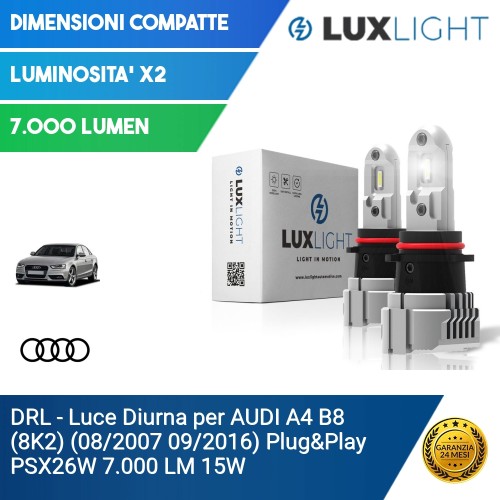 DRL - Luce Diurna per AUDI A4 B8 (8K2) (08/2007 09/2016) Plug&Play PSX26W 7.000 LM 15W