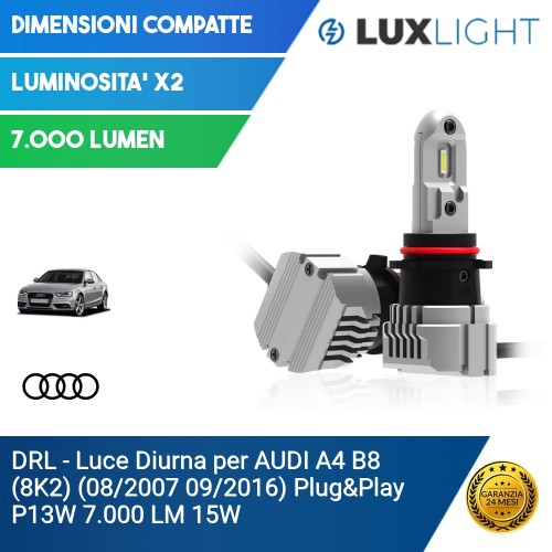 DRL - Luce Diurna per AUDI A4 B8 (8K2) (08/2007 09/2016) Plug&Play P13W 7.000 LM 15W