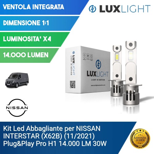 Kit Led Abbagliante per NISSAN INTERSTAR (X62B) (11/2021) Plug&Play Pro H1 14.000 LM 30W