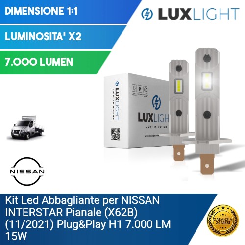 Kit Led Abbagliante per NISSAN INTERSTAR Pianale (X62B) (11/2021) Plug&Play H1 7.000 LM 15W