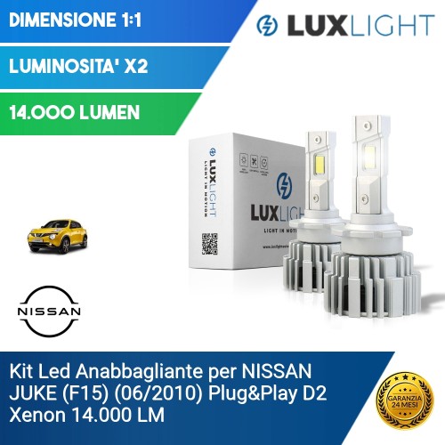 Kit Led Anabbagliante per NISSAN JUKE (F15) (06/2010) Plug&Play D2 Xenon 14.000 LM