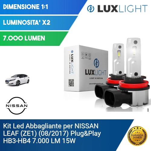 Kit Led Abbagliante per NISSAN LEAF (ZE1) (08/2017) Plug&Play HB3-HB4 7.000 LM 15W