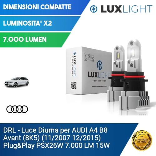 DRL - Luce Diurna per AUDI A4 B8 Avant (8K5) (11/2007 12/2015) Plug&Play PSX26W 7.000 LM 15W