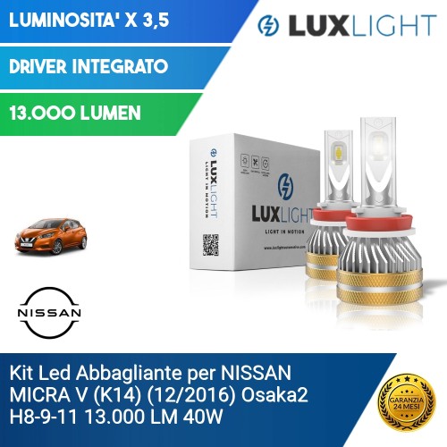 Kit Led Abbagliante per NISSAN MICRA V (K14) (12/2016) Osaka2 H8-9-11 13.000 LM 40W