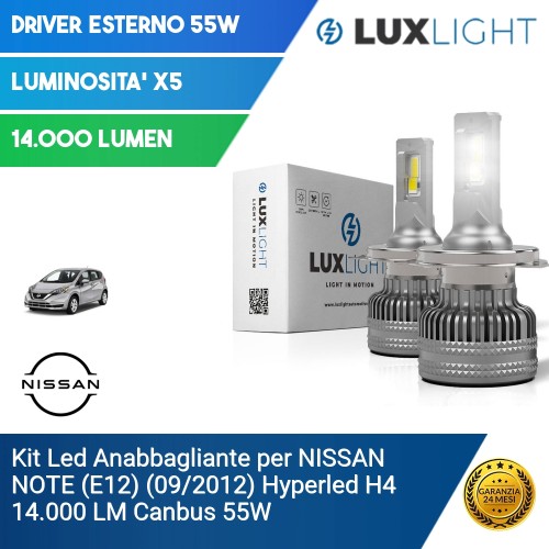 Kit Led Anabbagliante per NISSAN NOTE (E12) (09/2012) Hyperled H4 14.000 LM Canbus 55W