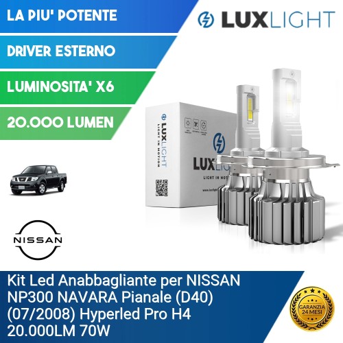 Kit Led Anabbagliante per NISSAN NP300 NAVARA Pianale (D40) (07/2008) Hyperled Pro H4 20.000LM 70W