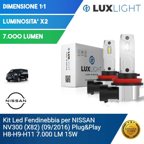 Kit Led Fendinebbia per NISSAN NV300 (X82) (09/2016) Plug&Play H8-H9-H11 7.000 LM 15W