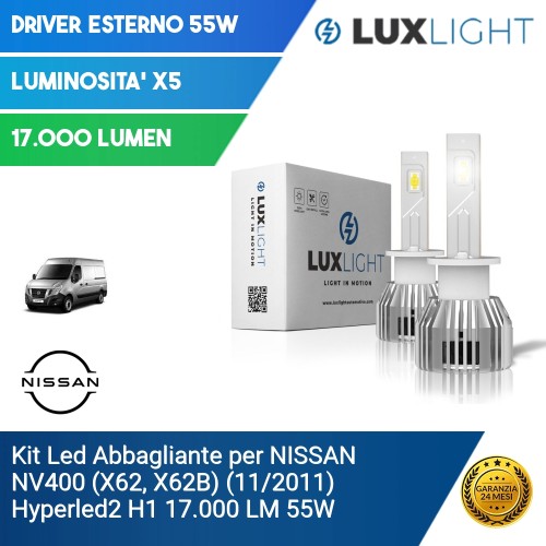 Kit Led Abbagliante per NISSAN NV400 (X62, X62B) (11/2011) Hyperled2 H1 17.000 LM 55W