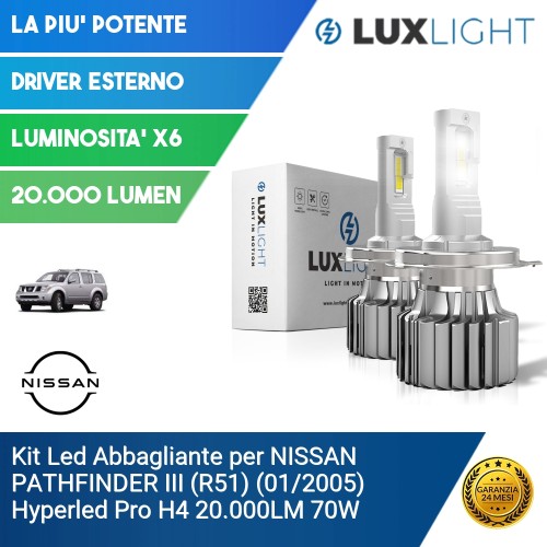 Kit Led Abbagliante per NISSAN PATHFINDER III (R51) (01/2005) Hyperled Pro H4 20.000LM 70W
