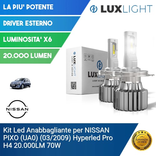 Kit Led Anabbagliante per NISSAN PIXO (UA0) (03/2009) Hyperled Pro H4 20.000LM 70W