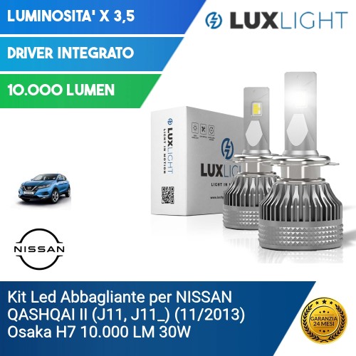 Kit Led Abbagliante per NISSAN QASHQAI II (J11, J11_) (11/2013) Osaka H7 10.000 LM 30W