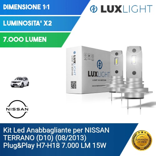 Kit Led Anabbagliante per NISSAN TERRANO (D10) (08/2013) Plug&Play H7-H18 7.000 LM 15W